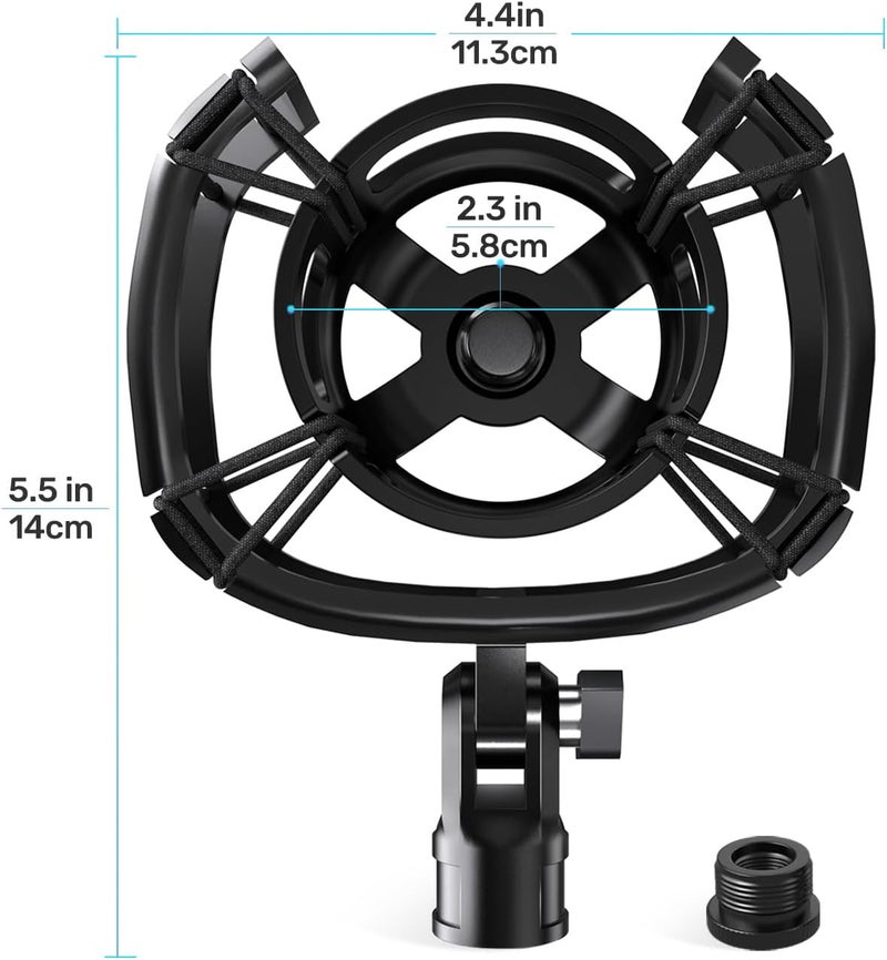 Etour Custom Built for Razer Seiren Shock Mount Anti-Vibration Suspension Elastic Shock Mount Holder Clip Mics Stand with Screw Adapter Compatible with Razer Seiren V3 Mini USB V2 Microphone - Image 5
